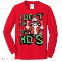 I Do It For The HoS Funny Christmas Santa Claus Kids Long Sleeve Shirt thumb 0