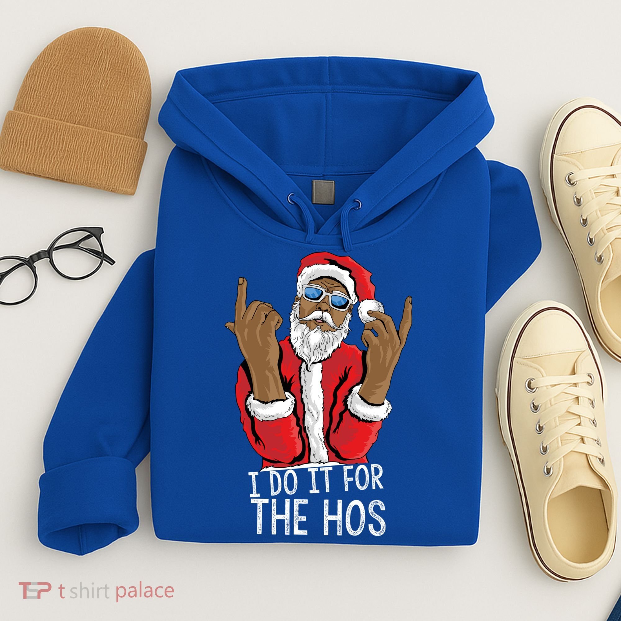 I Do It For The Hos American African Santa Gift Hoodie