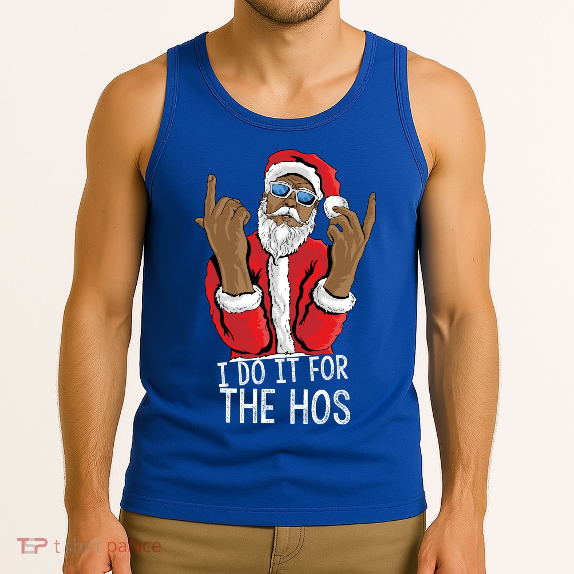 I Do It For The Hos American African Santa Gift Tank Top