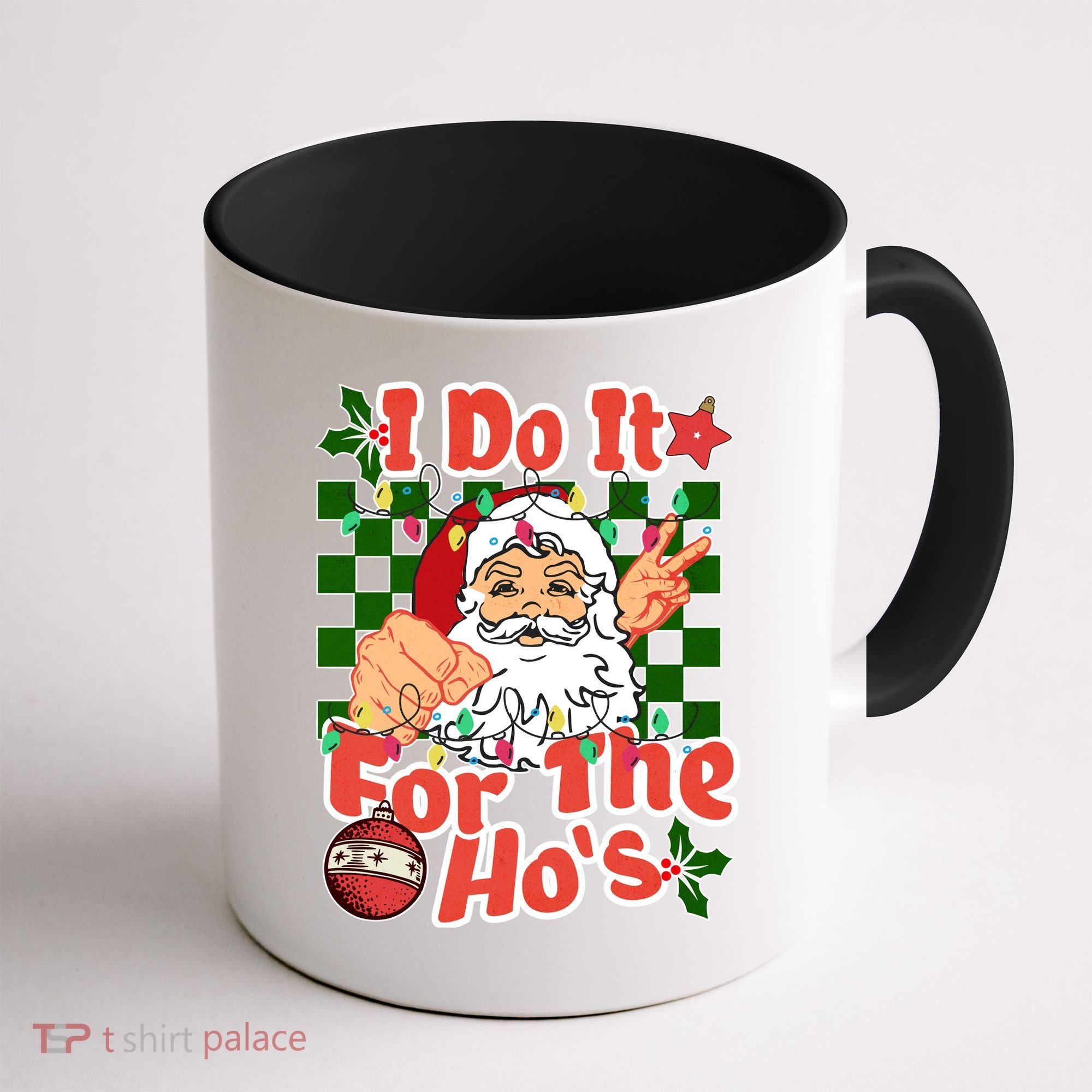 I Do It For The Hos Santa Claus Christmas Lights Coffee Mug