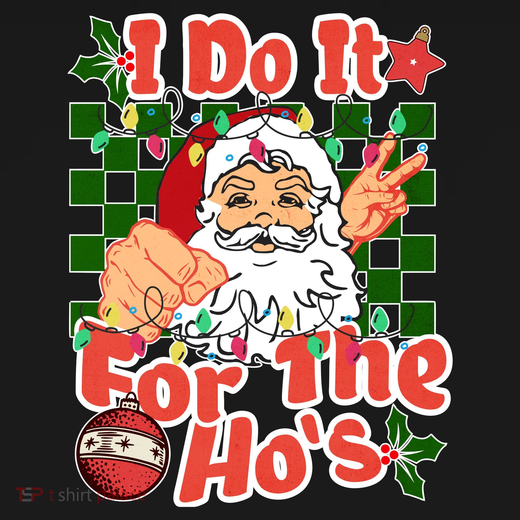 I Do It For The Hos Santa Claus Christmas Lights Women's Hoodie