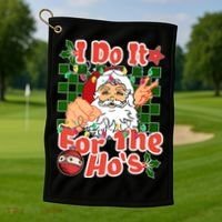 I Do It For The Hos Santa Claus Christmas Lights Golf Towel thumb 1