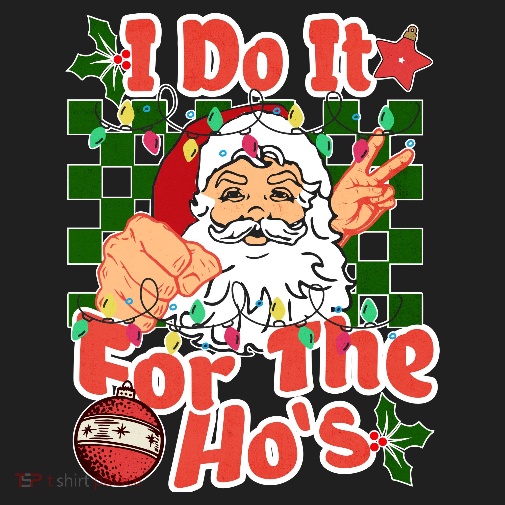I Do It For The Hos Santa Claus Christmas Lights Golf Towel