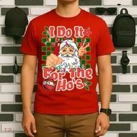 I Do It For The Hos Santa Claus Christmas Lights T-Shirt thumb 6