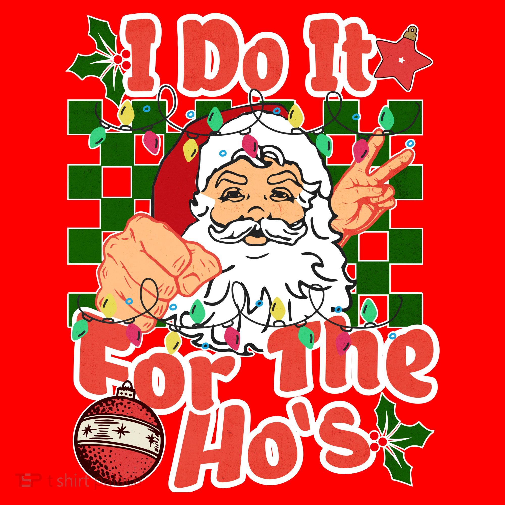 I Do It For The Hos Santa Claus Christmas Lights Women's Tank Top