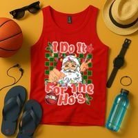 I Do It For The Hos Santa Claus Christmas Lights Tank Top thumb 4