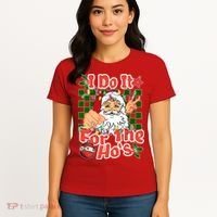 I Do It For The Hos Santa Claus Christmas Lights Women's T-Shirt thumb 4