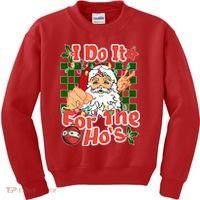 I Do It For The Hos Santa Claus Christmas Lights Kids Sweatshirt thumb 0