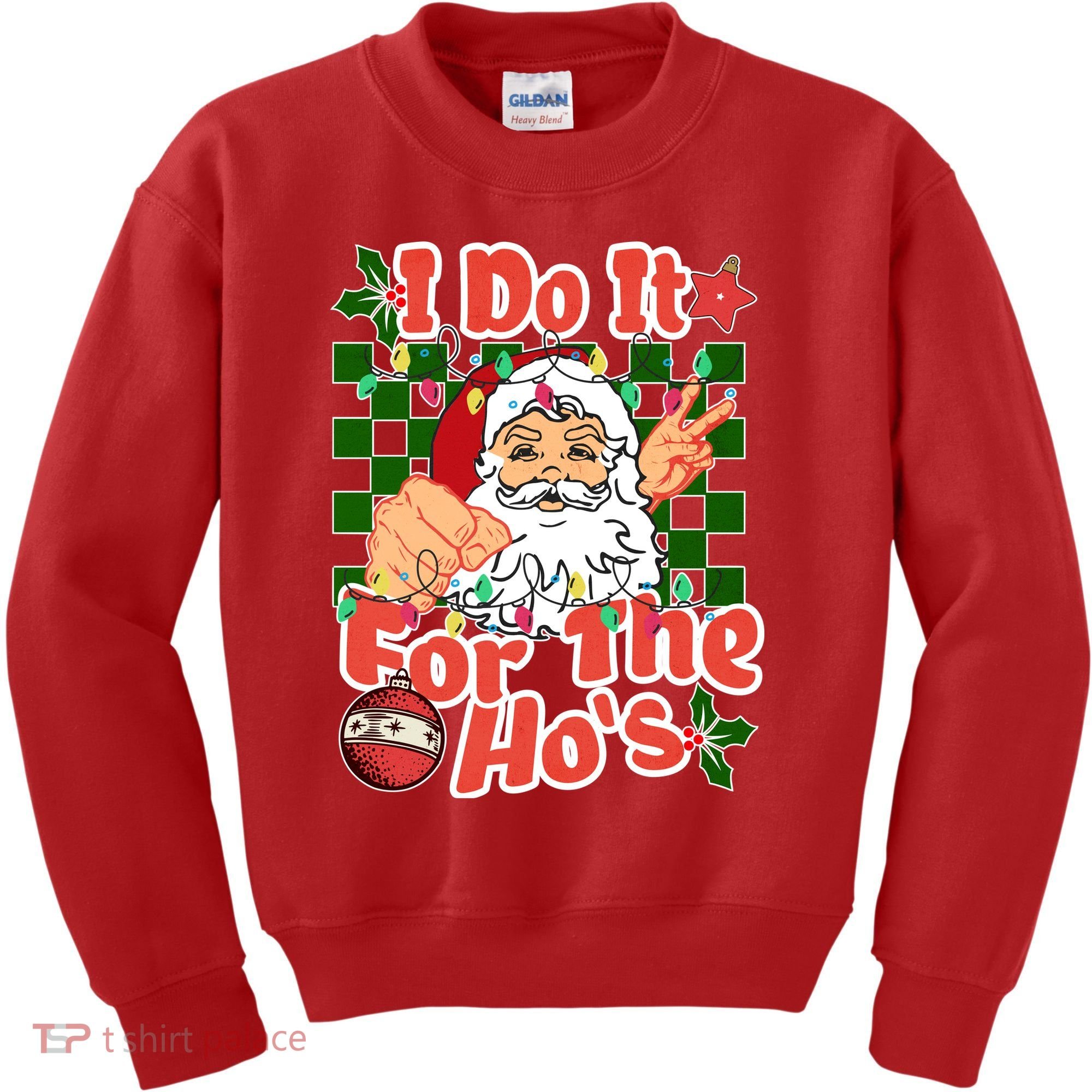 I Do It For The Hos Santa Claus Christmas Lights Kids Sweatshirt