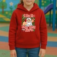I Do It For The Hos Santa Claus Christmas Lights Kids Hoodie thumb 3