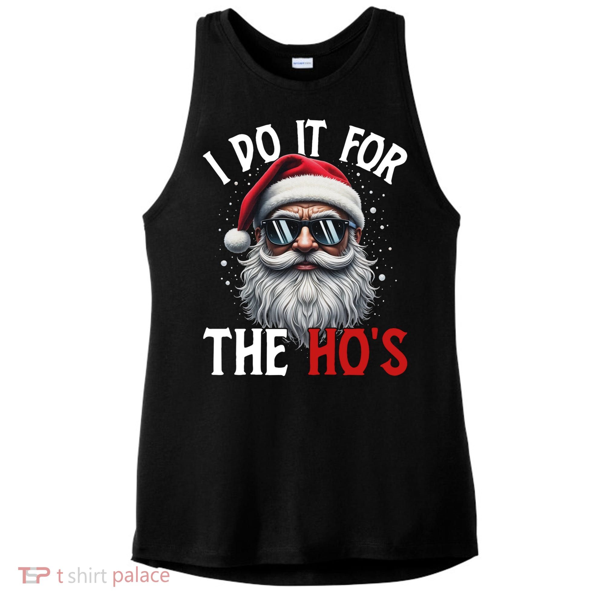 I Do It For The Hos Funny Christmas Santa Claus Ladies PosiCharge Tri-Blend Wicking Tank