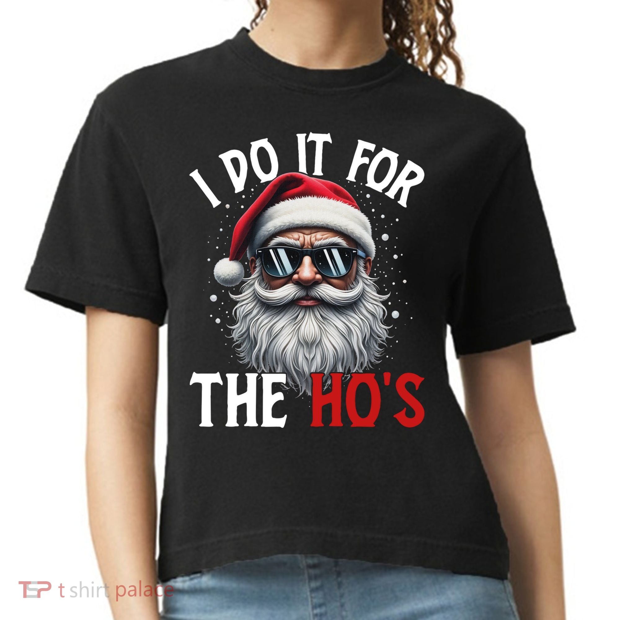 I Do It For The Hos Funny Christmas Santa Claus Comfort Colors Boxy T-Shirt