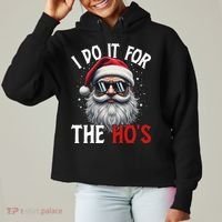 I Do It For The Hos Funny Christmas Santa Claus Ladies Heavyweight Boxy Pullover Hoodie thumb 0