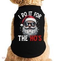 I Do It For The Hos Funny Christmas Santa Claus Doggie Tank thumb 0