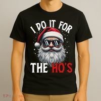 I Do It For The Hos Funny Christmas Santa Claus T-Shirt thumb 3