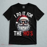 I Do It For The Hos Funny Christmas Santa Claus T-Shirt thumb 5