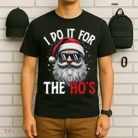 I Do It For The Hos Funny Christmas Santa Claus T-Shirt thumb 6
