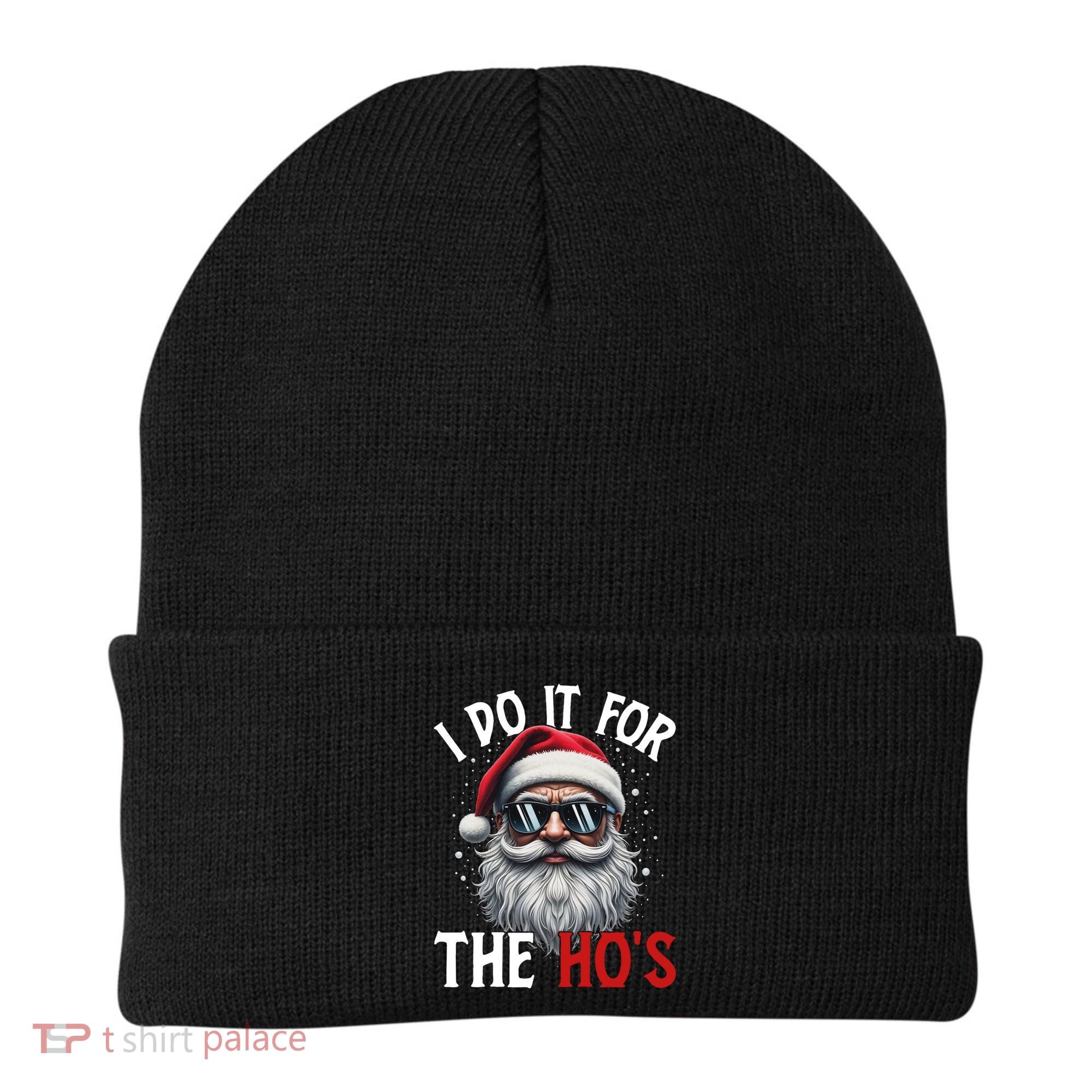 I Do It For The Hos Funny Christmas Santa Claus Beanie