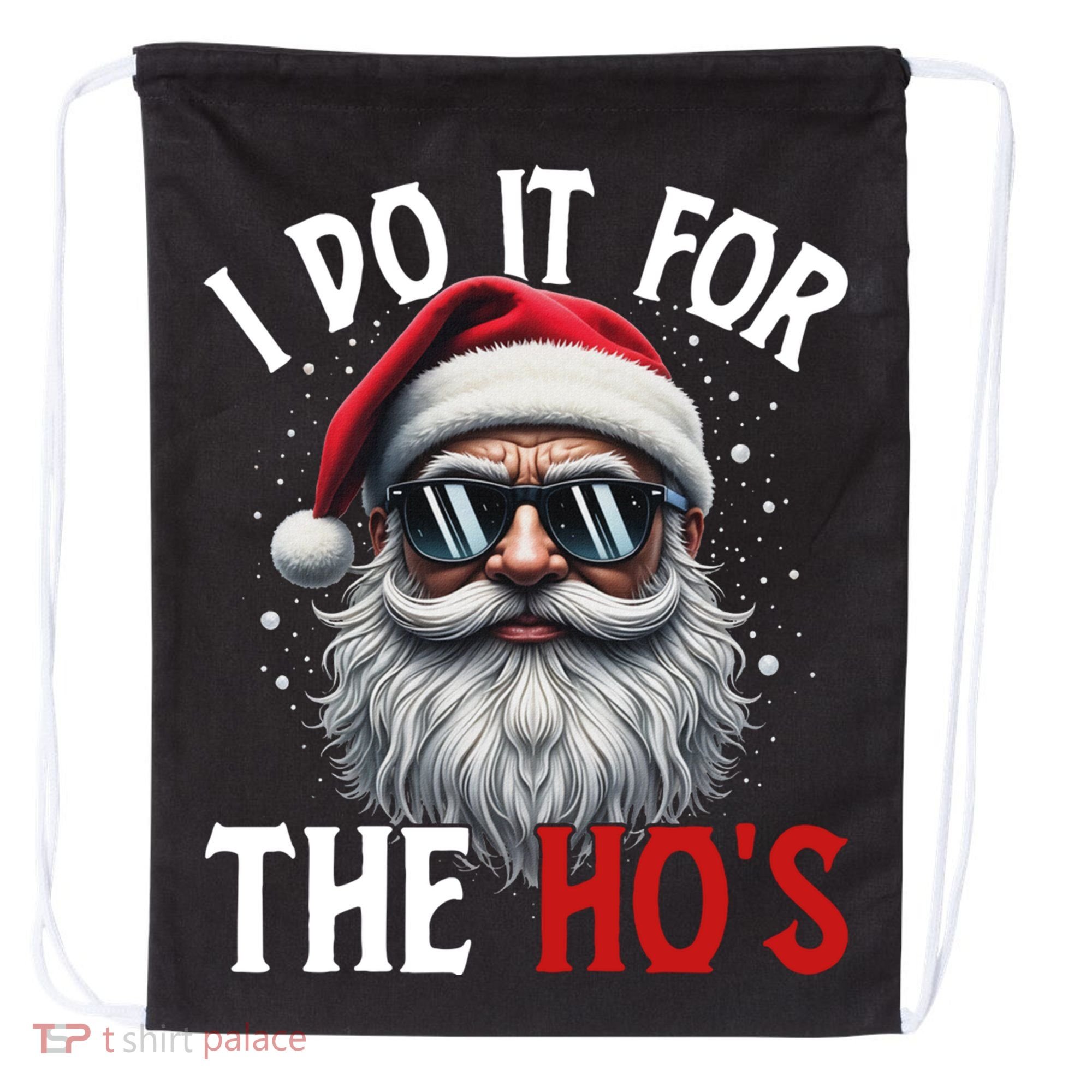 I Do It For The Hos Funny Christmas Santa Claus Drawstring Bag