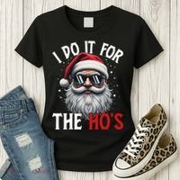 I Do It For The Hos Funny Christmas Santa Claus Women's T-Shirt thumb 3