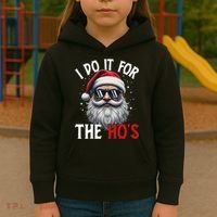 I Do It For The Hos Funny Christmas Santa Claus Kids Hoodie thumb 3