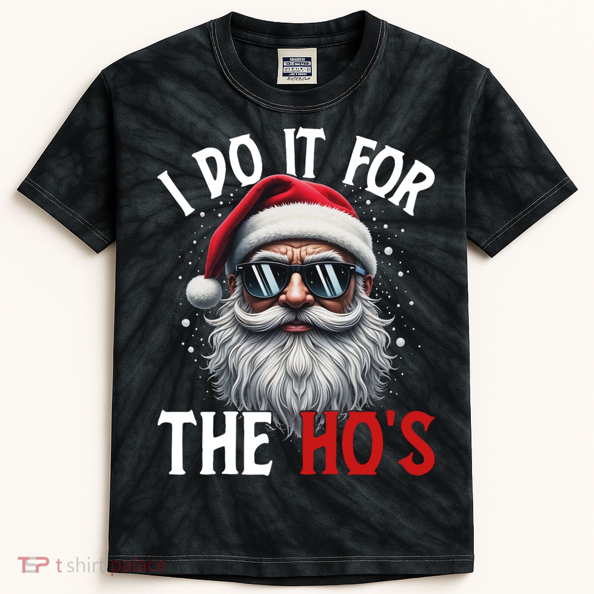 I Do It For The Hos Funny Christmas Santa Claus Kids Tie-Dye T-Shirt