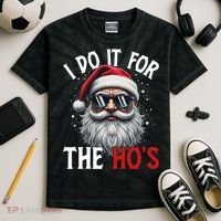 I Do It For The Hos Funny Christmas Santa Claus Kids Tie-Dye T-Shirt thumb 2