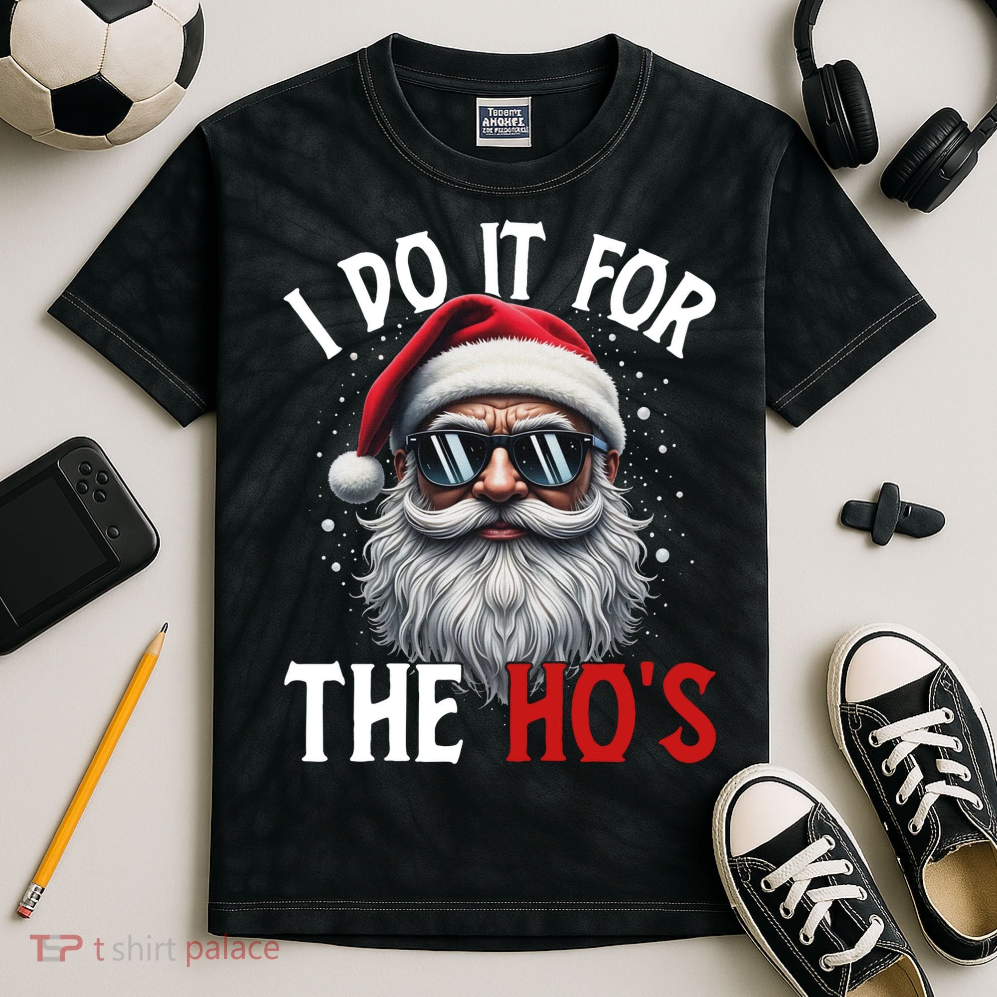 I Do It For The Hos Funny Christmas Santa Claus Kids Tie-Dye T-Shirt