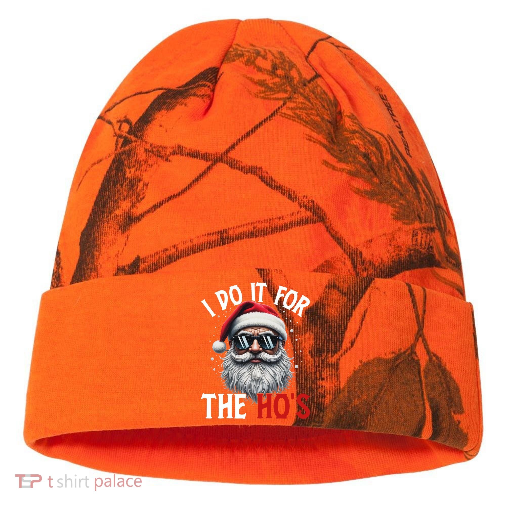 I Do It For The Hos Funny Christmas Santa Claus Kati Licensed 12" Camo Cuffed Beanie