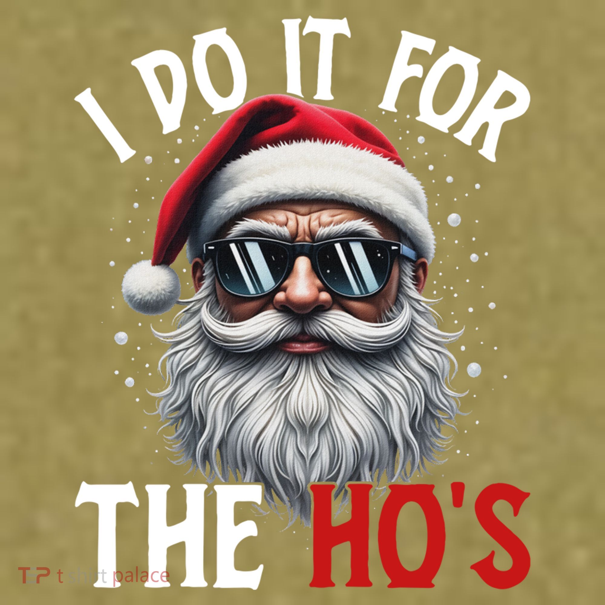 I Do It For The Hos Funny Christmas Santa Claus Garment-Dyed Women's Muscle Tee