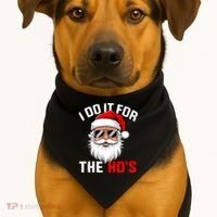 I Do It For The Hos Funny Inappropriate Christmas Santa Face USA-Made Doggie Bandana thumb 1