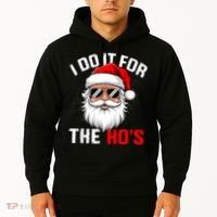 I Do It For The Hos Funny Inappropriate Christmas Santa Face Hoodie thumb 2