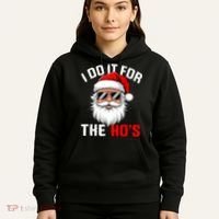 I Do It For The Hos Funny Inappropriate Christmas Santa Face Hoodie thumb 5