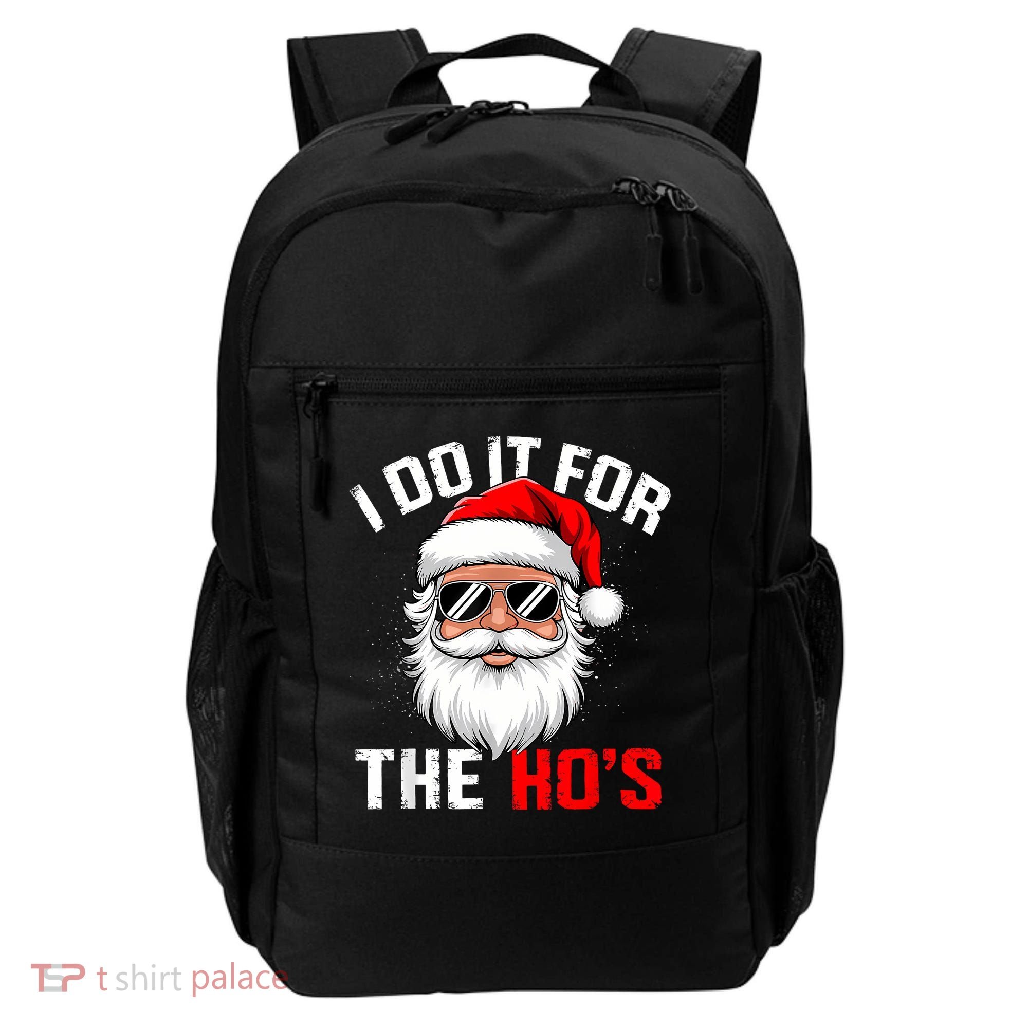 I Do It For The Hos Funny Inappropriate Christmas Santa Face Backpack