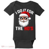 I Do It For The Hos Funny Inappropriate Christmas Santa Face Baby Bodysuit thumb 0