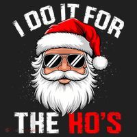 I Do It For The Hos Funny Inappropriate Christmas Santa Face Hat thumb 2