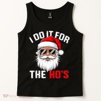 I Do It For The Hos Funny Inappropriate Christmas Santa Face Tank Top thumb 2