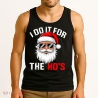 I Do It For The Hos Funny Inappropriate Christmas Santa Face Tank Top thumb 3