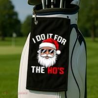 I Do It For The Hos Funny Inappropriate Christmas Santa Face Golf Towel thumb 2