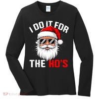 I Do It For The Hos Funny Inappropriate Christmas Santa Face Women's Long Sleeve Shirt thumb 0