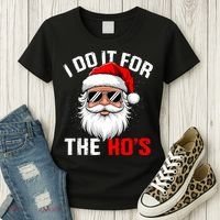 I Do It For The Hos Funny Inappropriate Christmas Santa Face Women's T-Shirt thumb 3