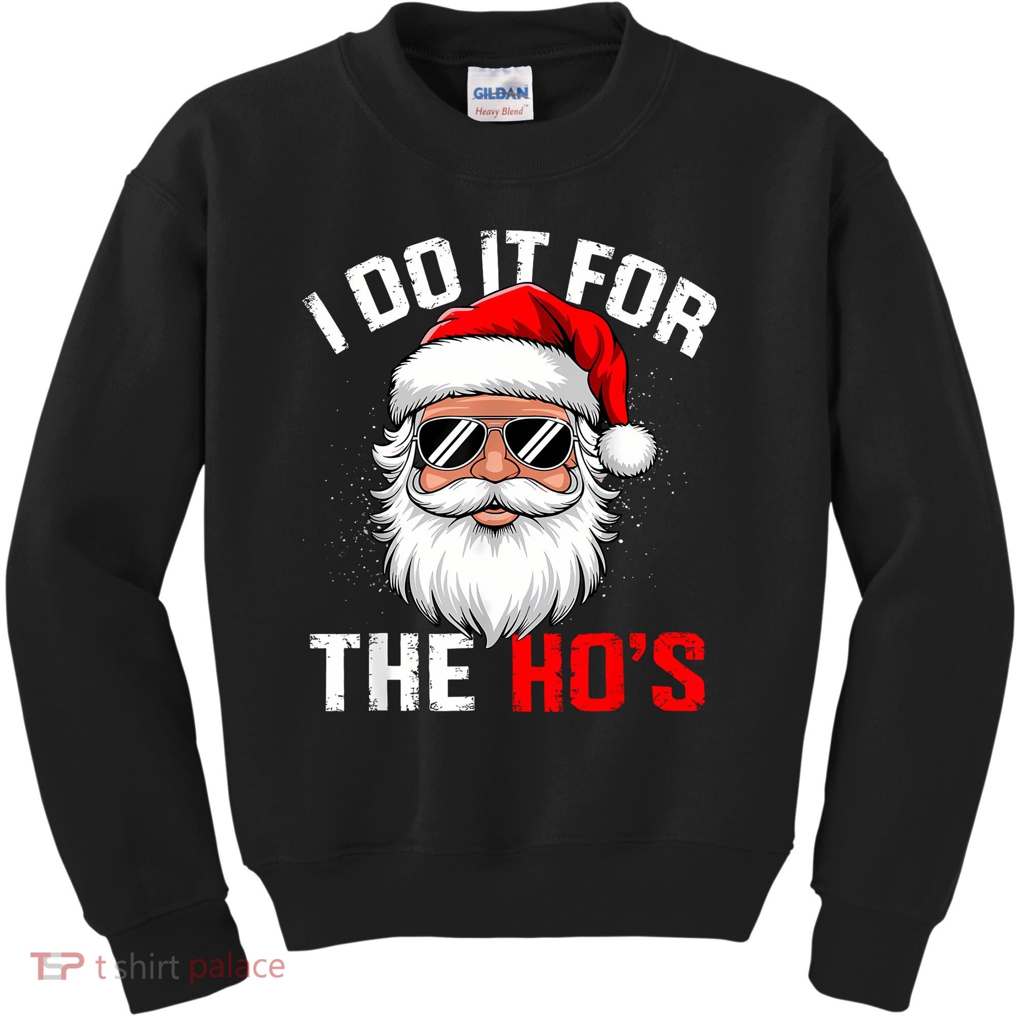 I Do It For The Hos Funny Inappropriate Christmas Santa Face Kids Sweatshirt