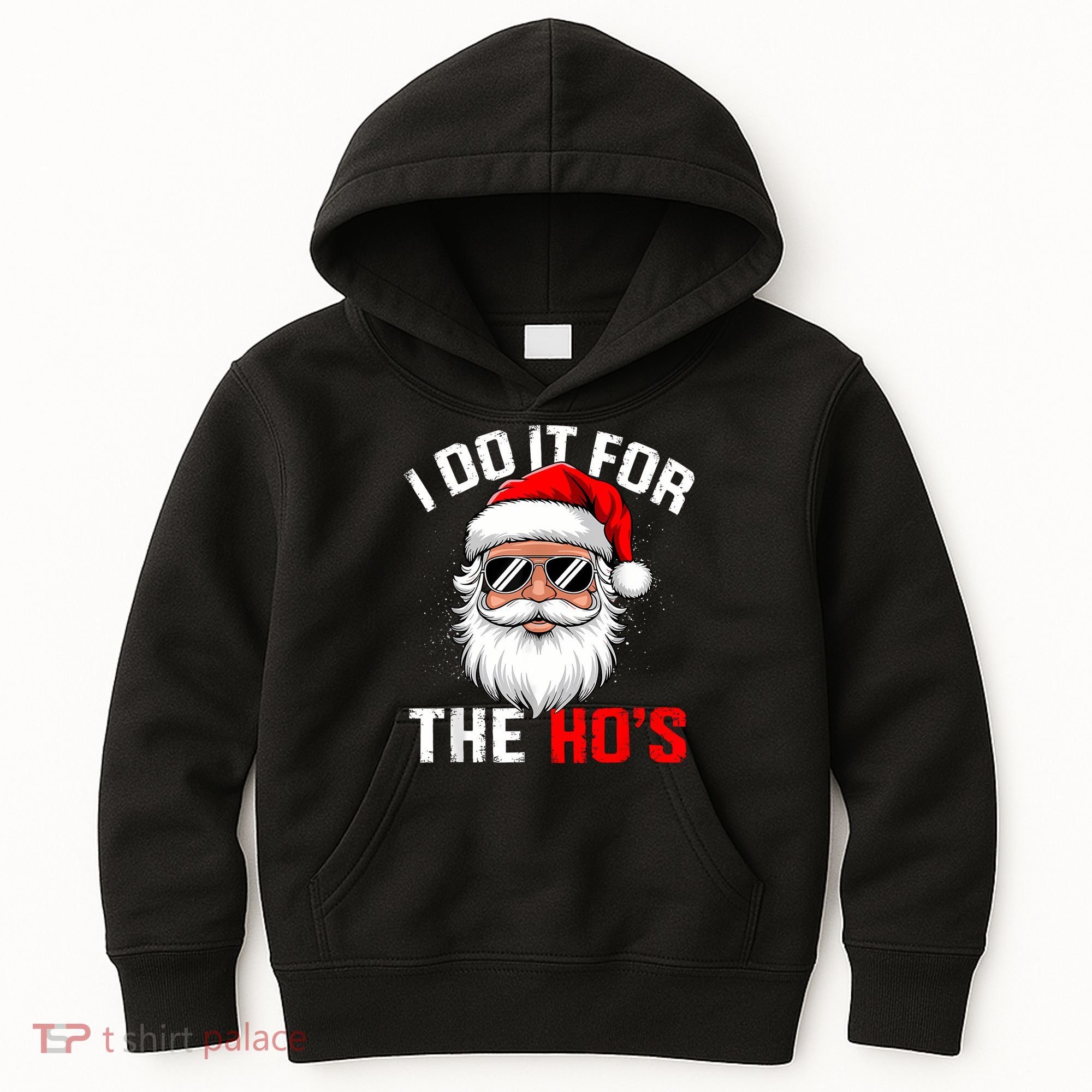 I Do It For The Hos Funny Inappropriate Christmas Santa Face Kids Hoodie
