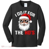 I Do It For The Hos Funny Inappropriate Christmas Santa Face Kids Long Sleeve Shirt thumb 0