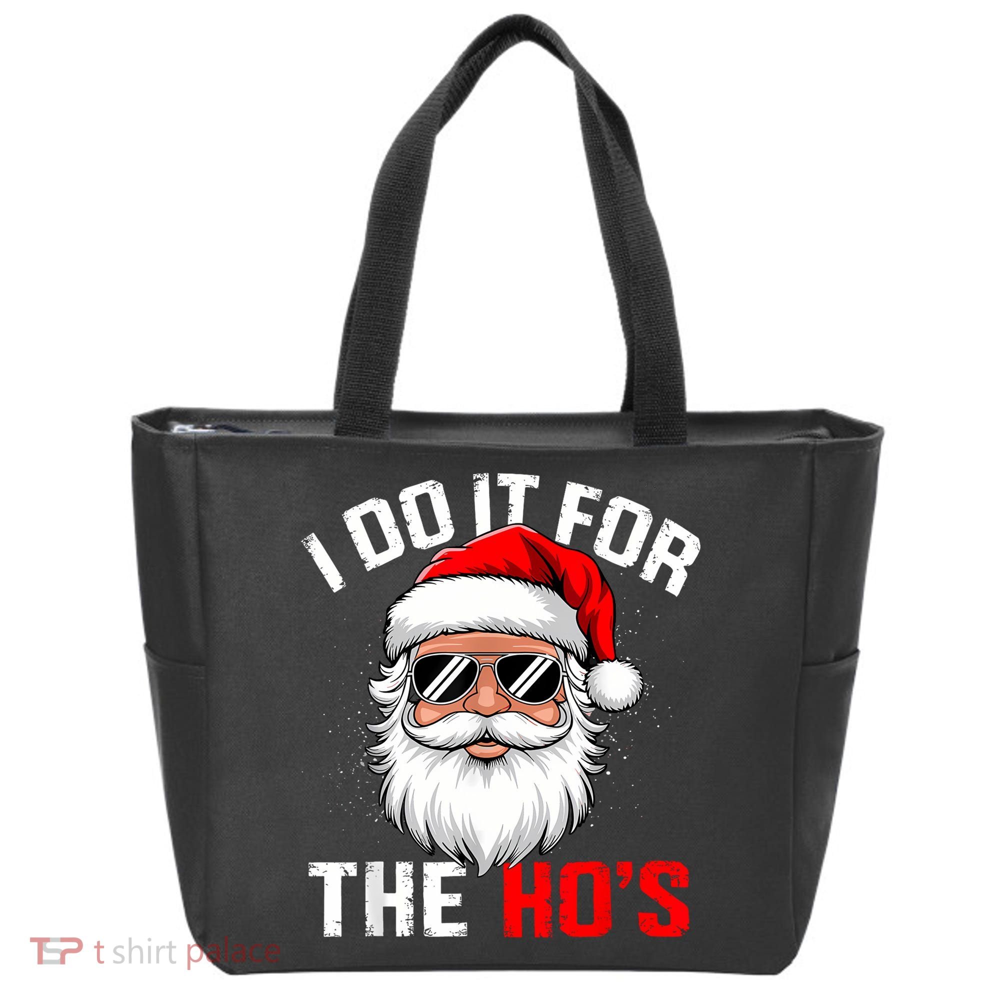 I Do It For The Hos Funny Inappropriate Christmas Santa Face Tote Bag