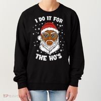 I Do It For The Hos Christmas African American Santa Black Women's Sweatshirt thumb 0