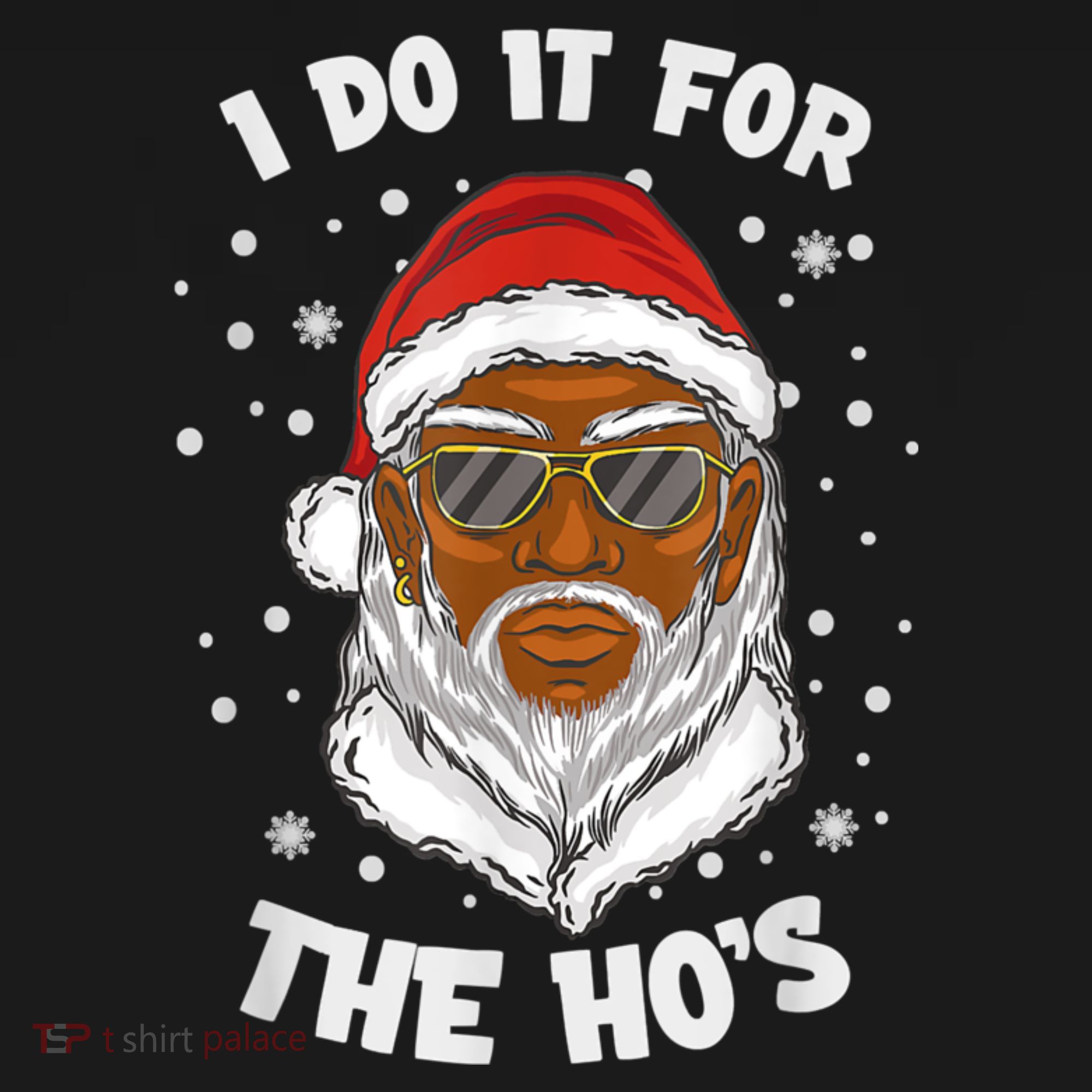I Do It For The Hos Christmas African American Santa Black Long Sleeve Shirt