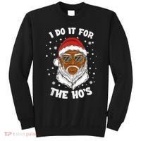 I Do It For The Hos Christmas African American Santa Black Sweatshirt thumb 0