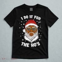 I Do It For The Hos Christmas African American Santa Black T-Shirt thumb 5