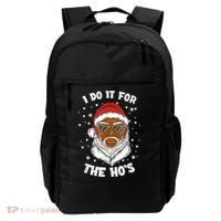 I Do It For The Hos Christmas African American Santa Black Backpack thumb 0
